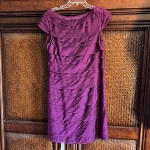 Tahari Rich Purple Tiered Mini Dress